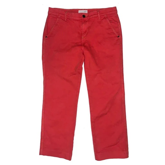 Loft by Ann Taylor Made & Loved straight cropped salmon/red colored jeans size 6 - Picture 11 of 15